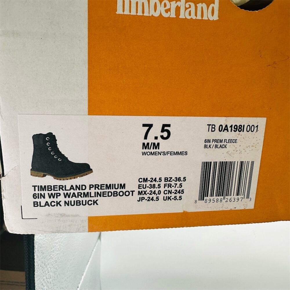 Timberland Premium 6-Inch Waterproof Warm Lined Boots | Women's 7.5 Black | New - Picture 9 of 9